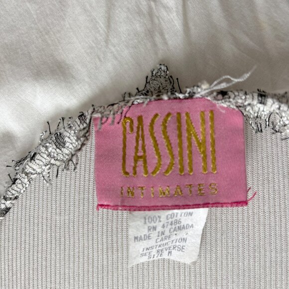 Oleg Cassini intimates white fine cotton slip gown M black eyelash lace - Picture 6 of 7